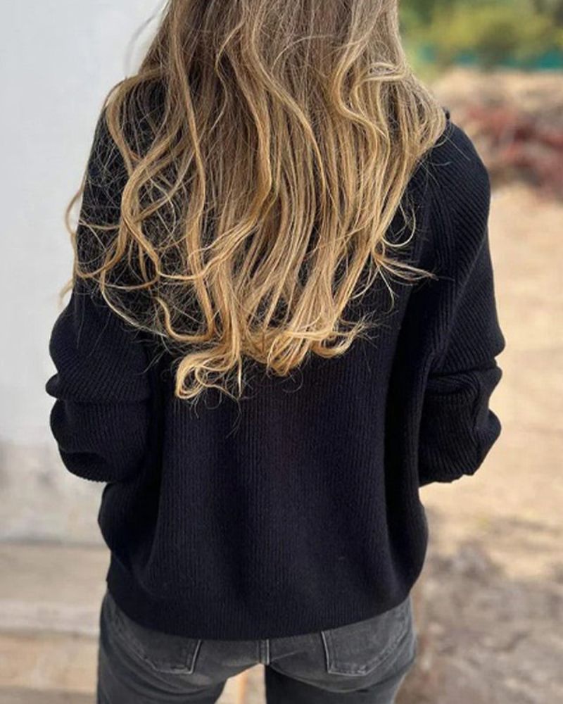 Olivia/ CASUAL LONG SLEEVE KNIT SWEATER