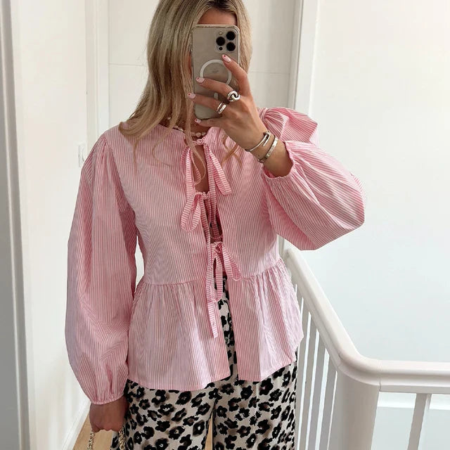 LaceCharm Bow Blouse