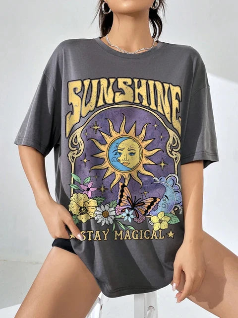 Sunshine Hip Hop Tee: Summer O-Neck Female Party T-Shirt