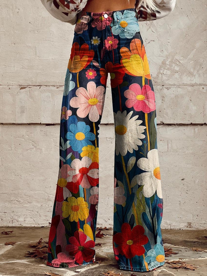 BRENNA - FLOWER PRINT WIDE PANTS